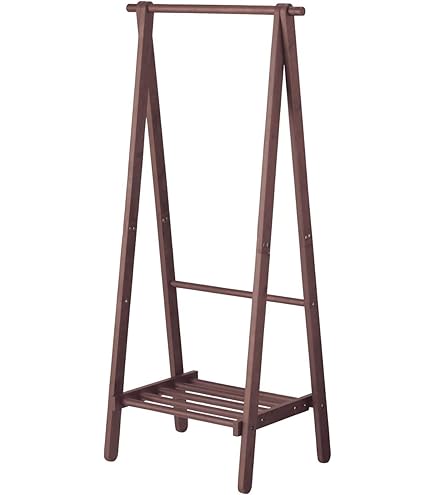 Amazon｜家具 収納 木製コートハンガー 棚付き 洋服掛け ラック 衣類